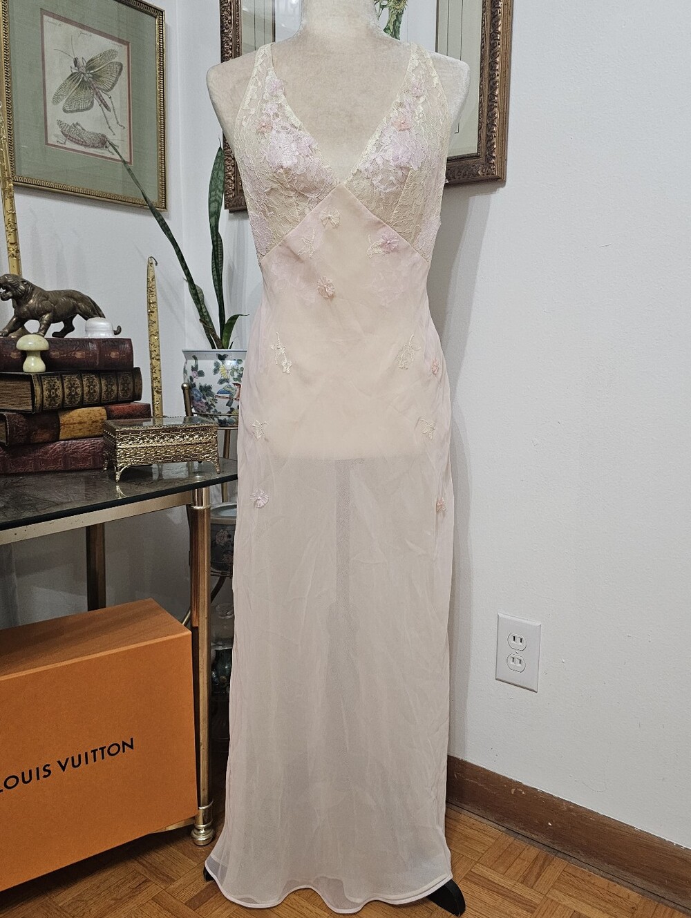 Victorias Secret Collection Floral Sheer Split Slip Dress Lingerie